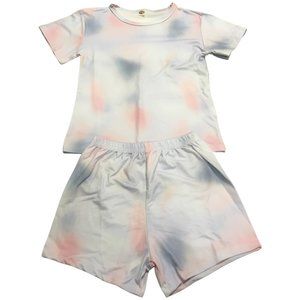 Tutu Tie Dye Pajamas Set for Girls Short Sleeve Sleepwear